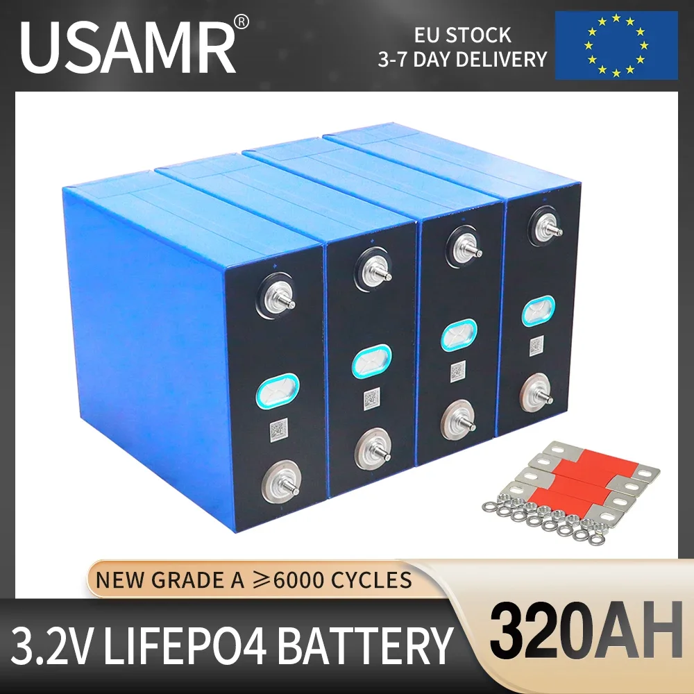 

New 3.2V 320Ah LiFePO4 Lithium Iron Phosphate Battery Pack DIY 12V 24V 36V 48V Motorcycle Electric Car Solar Storage System Cell