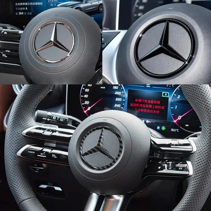 52mm/58mm ABS Steering Wheel Emblem With Pins For Mercedes Benz W166 W212 W213 W246 W176 W177 W205 C180 C63 W167 Car Decor Parts