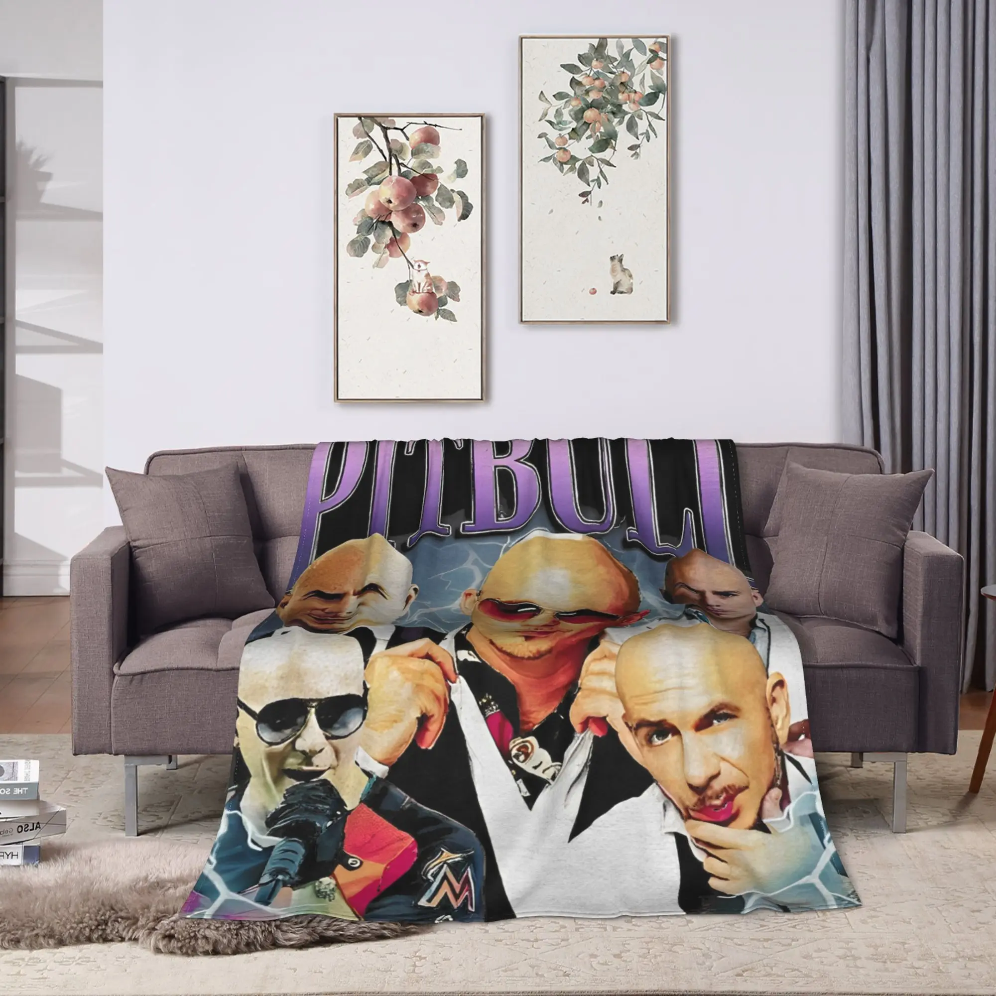 Pitbull Mr. Worldwide Flannel Blanket Winter Mr Worldwide Soft Throw Blanket Girls Boys Outdoor Novelty Bedspread Sofa Bed Cover