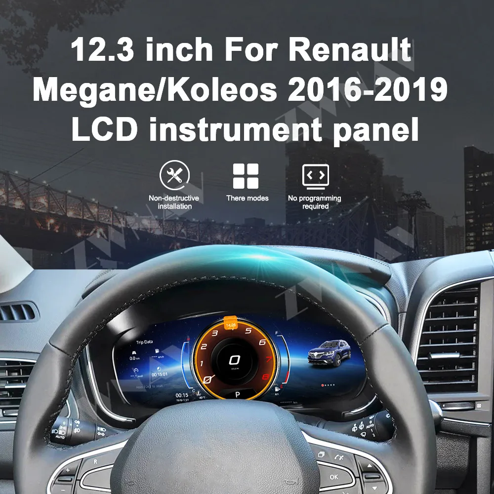 

Car Digital Instrument Cluster For Renault Megane Koleos 2016-2019 Instrument Panel 12.3" full HD LCD screen Plug-play