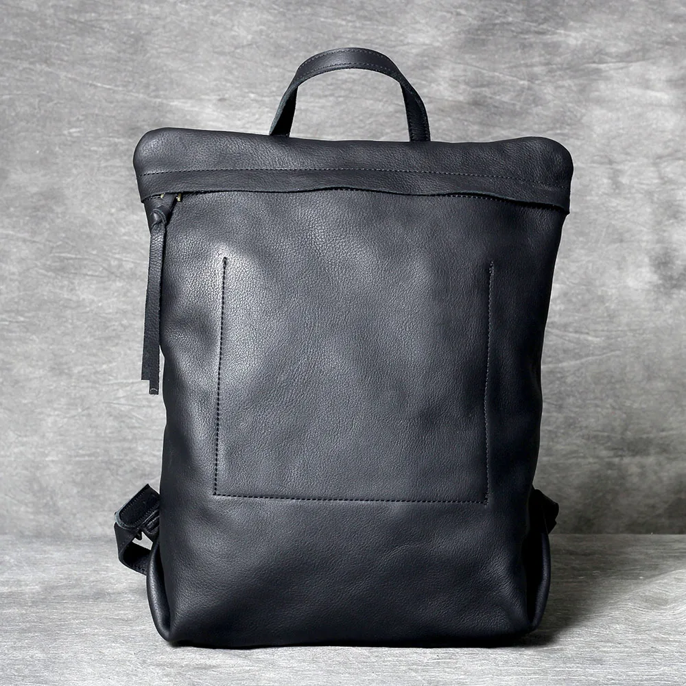 S.WORKER Lässiger Rucksack aus echtem Leder, Vollnarbenleder, Laptop-Umhängetasche, Schultasche, modisch – Detail 7