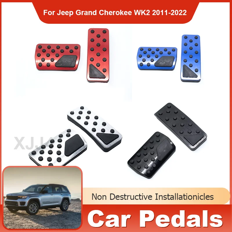 

AT Stainless Steel Car Foot Pedals Gas Brake Restfoot Pedal Pad Protector Accessories for Jeep Grand Cherokee WK2 2021 2011~202