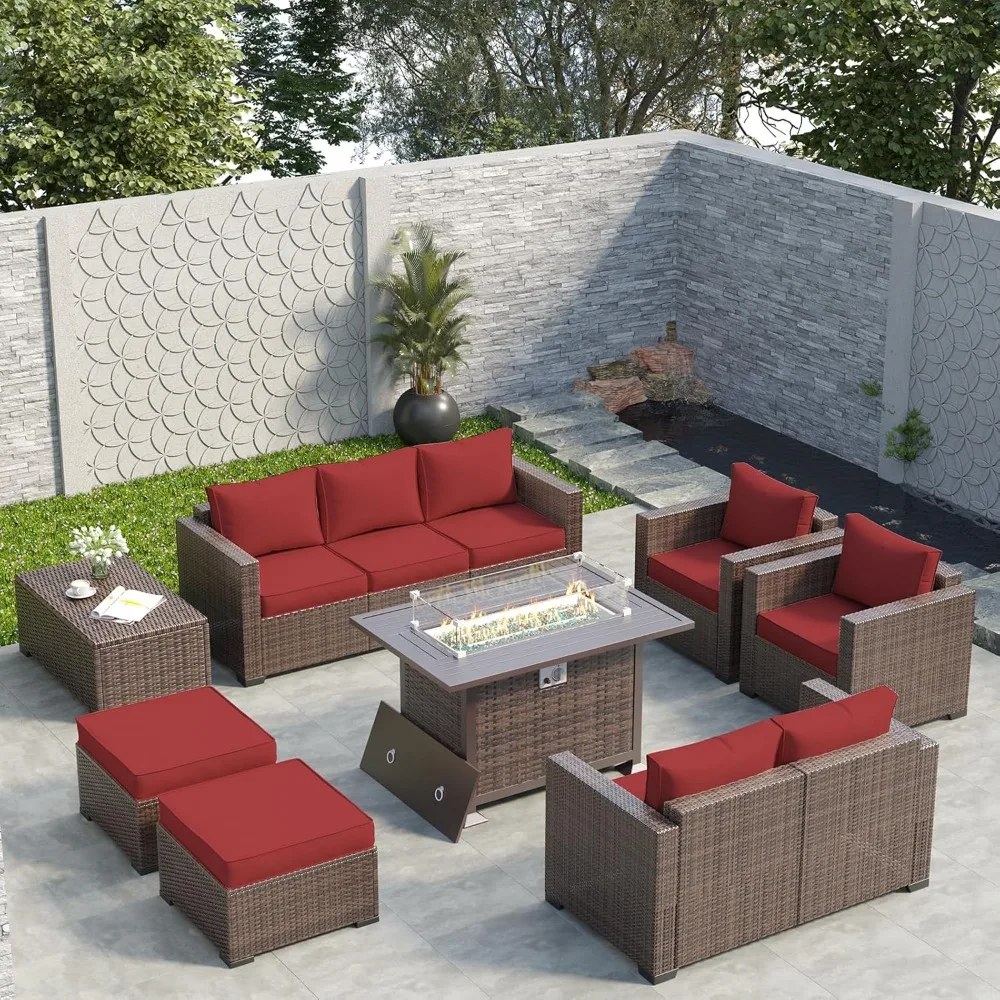 

Outdoor Patio Furniture Sets, 10 Pieces Wicker Patio Furniture, Outdoor Sectional Patio Couch Set, Outdoor Conversation Set