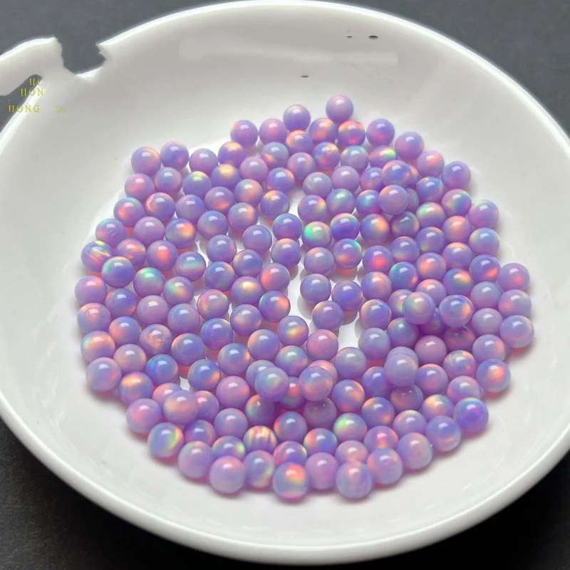 2pieces Opal polymer impregnated synthetic round 4mm 5mm multicolor no hole for DIY jewelry making loose beads FPPJ wholesale