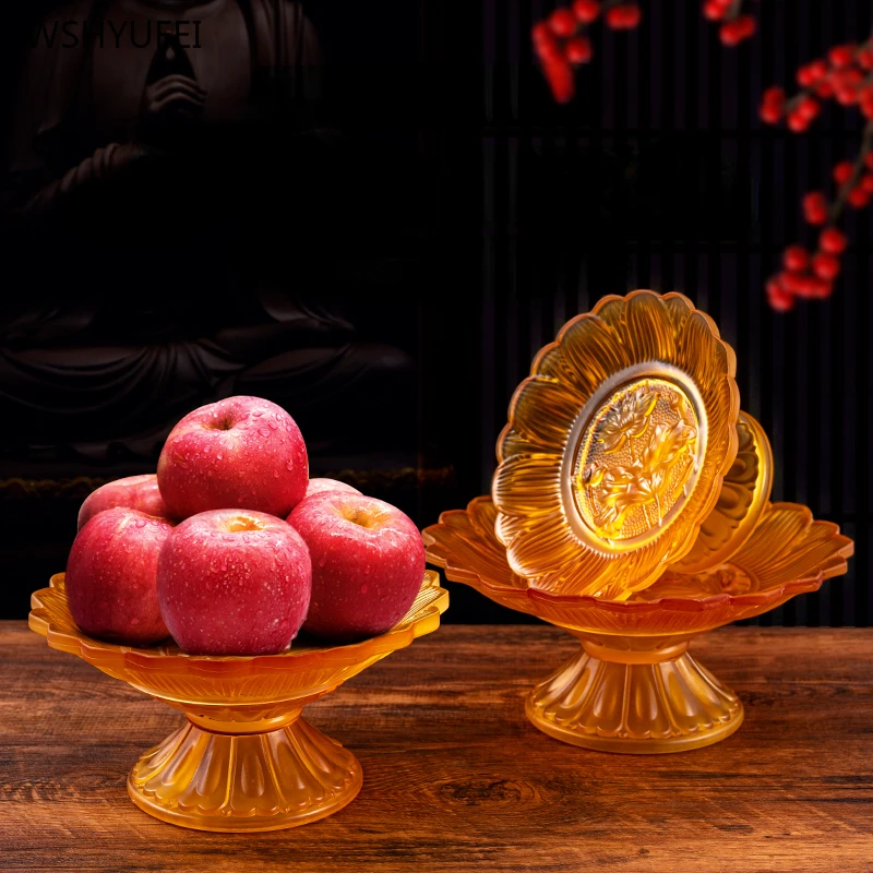 glass Supply tray Buddhist temple supplies Temple Sacrifice living room decoration Daily gift giving pray for auspiciousness