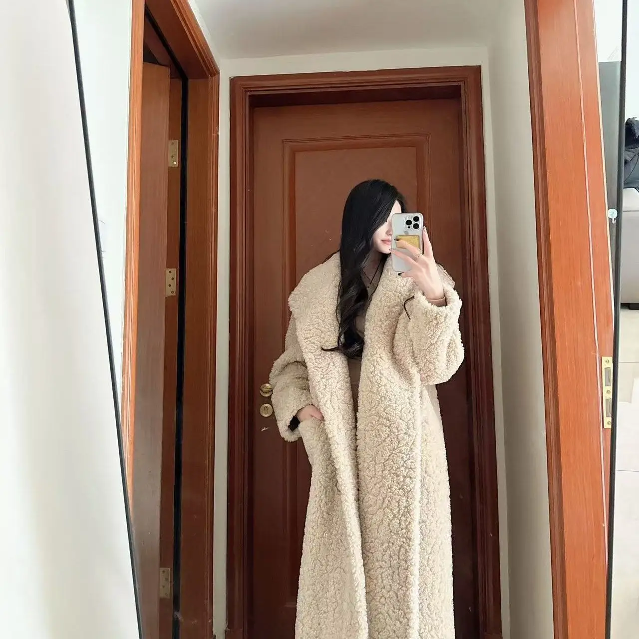 Fur Integrated Mid-Length Imitation Fur Jacket Autumn Winter New High-End Small Fragrance Style Loose Casual Long-Sleeved Top