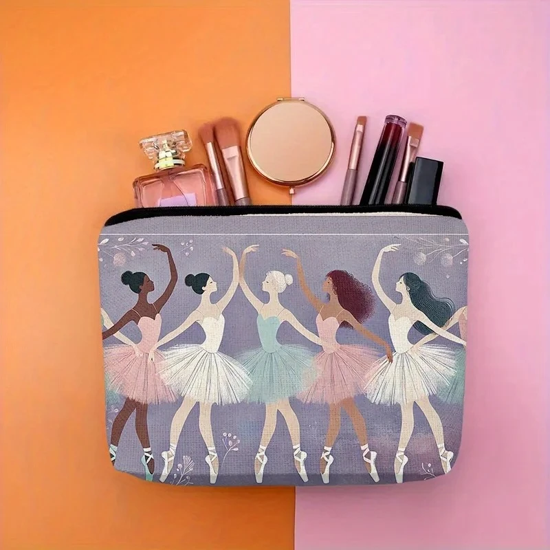 A Elegant Ballet Dancer Makeup Bag - Cute Multifunctional Zipper Pouch for Women, Jewelry Storage Bag