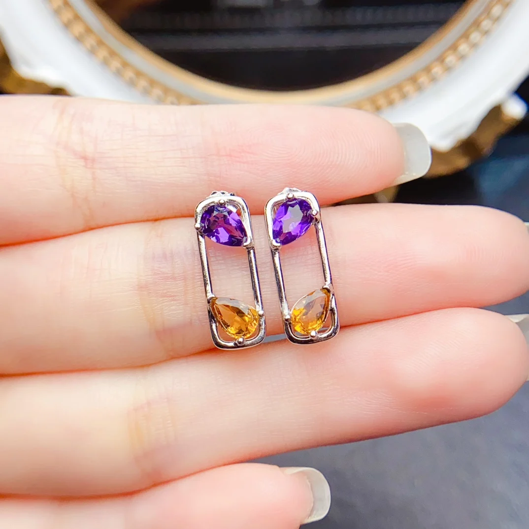 

4*6mm Natural Crystal Earrings S925 Sterling Silver Certificate Fine Fashion Personality Design Charm Weddings Jewelry for Women