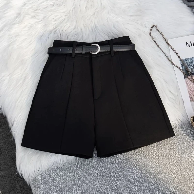 Spring Summer High Waist Solid Simplicity Casual A-line Skirt All-match Youth Vintage Suit Shorts Fashion Office Women Clothing