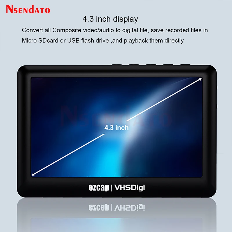 Ezcap180 4.3 "AV مسجل فيديو صندوق التقاط الصوت 1080P من VHS Digi المحمولة Vhs DVD Hi8 كاميرا الفيديو إلى TF بطاقة U القرص