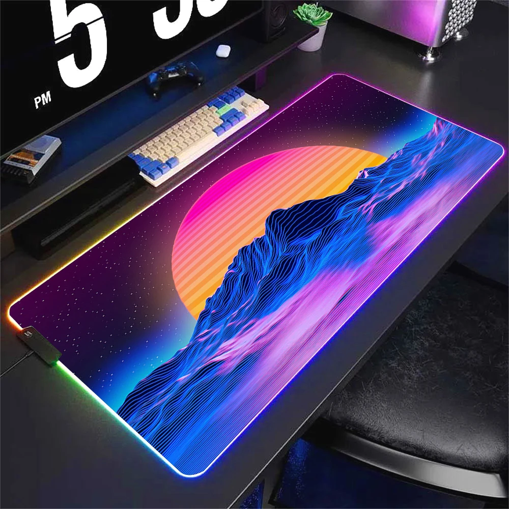 

Большой коврик для мыши Neon Landscape 900x400 игровая клавиатура компьютерный настольный коврик офисный ПК геймер настольные аксессуары Rgb коврик для мыши Xxl