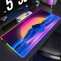 Large Mouse Pad Neon Landscape 900x400 Gaming Keyboard Computer Desktops Mat Office Pc Gamer Desk Accessories Rgb Mousepad Xxl