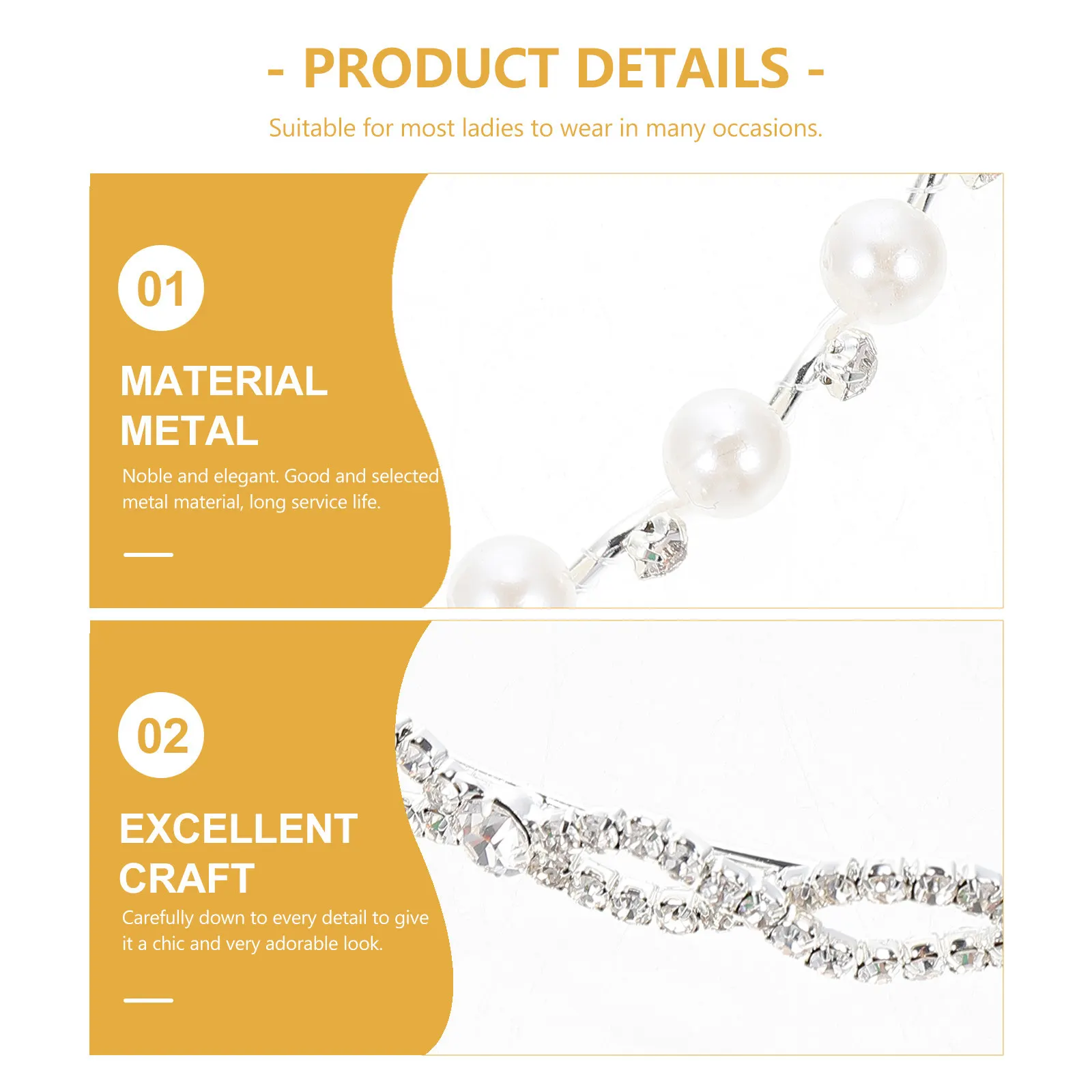 

3Pcs Elegant Girl Headband Faux Pearl Rhinestones Hair Hoop for Women Bridal Wedding Party Headdress Stylish Hair Accessories