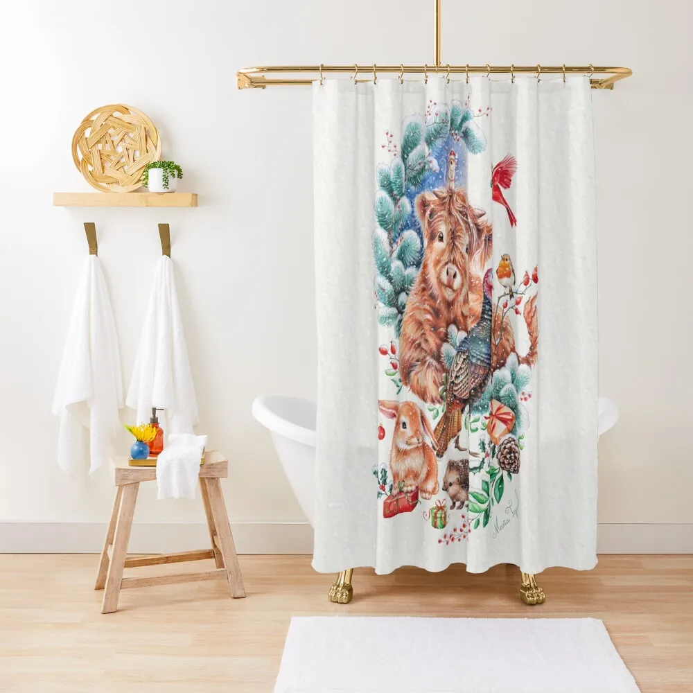 Christmas animals by Maria Shower Curtain Modern Bathroom Accessories Shower For Bathroom Curtain