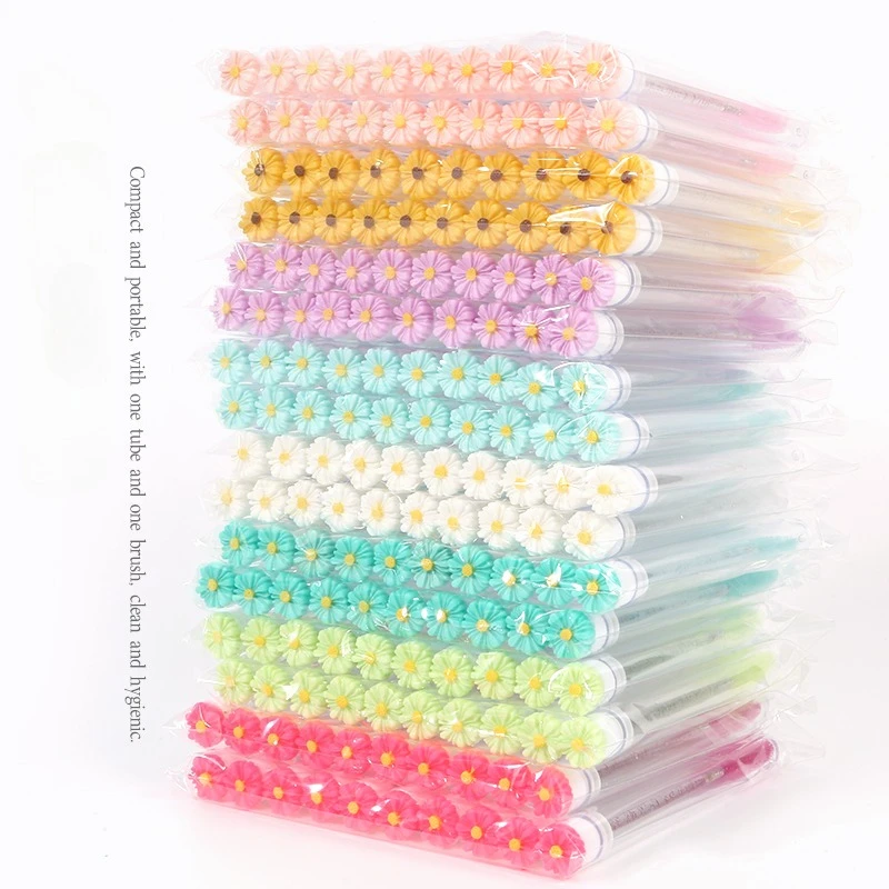10-delige Mascara Wands Tube Set Herbruikbare Lash Brush Daisy Tube Mascara Brush Bloembuis Wimperborstel Buizen Spoolies
