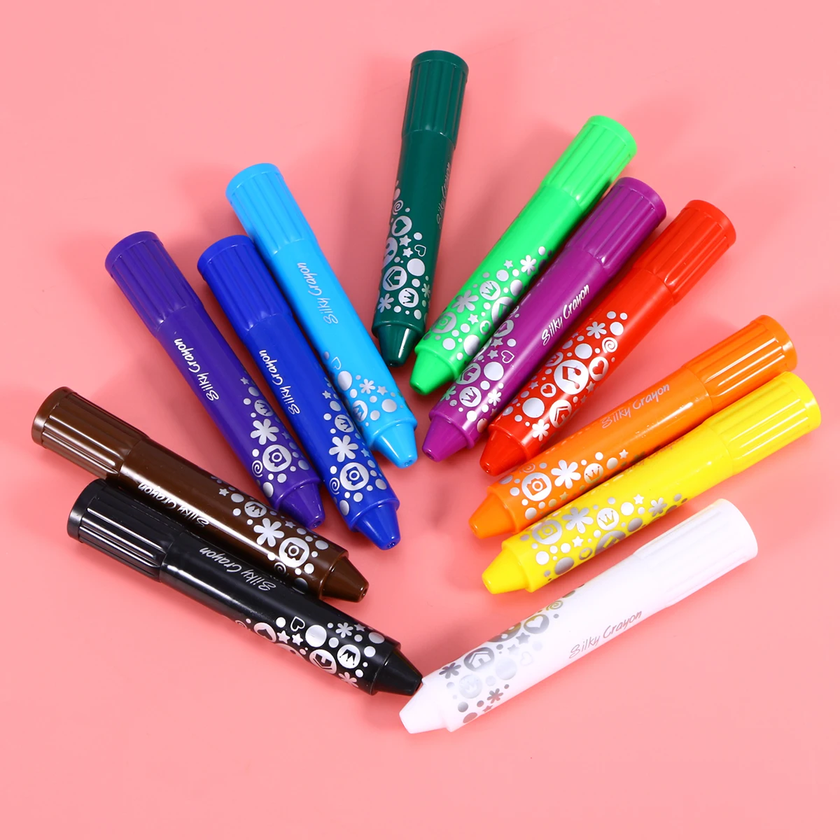 مجموعة أقلام تلوين دوارة مكونة من 12 قطعة، آمنة للرسم بالألوان المائية الغواش، أقلام تلوين دوارة #1