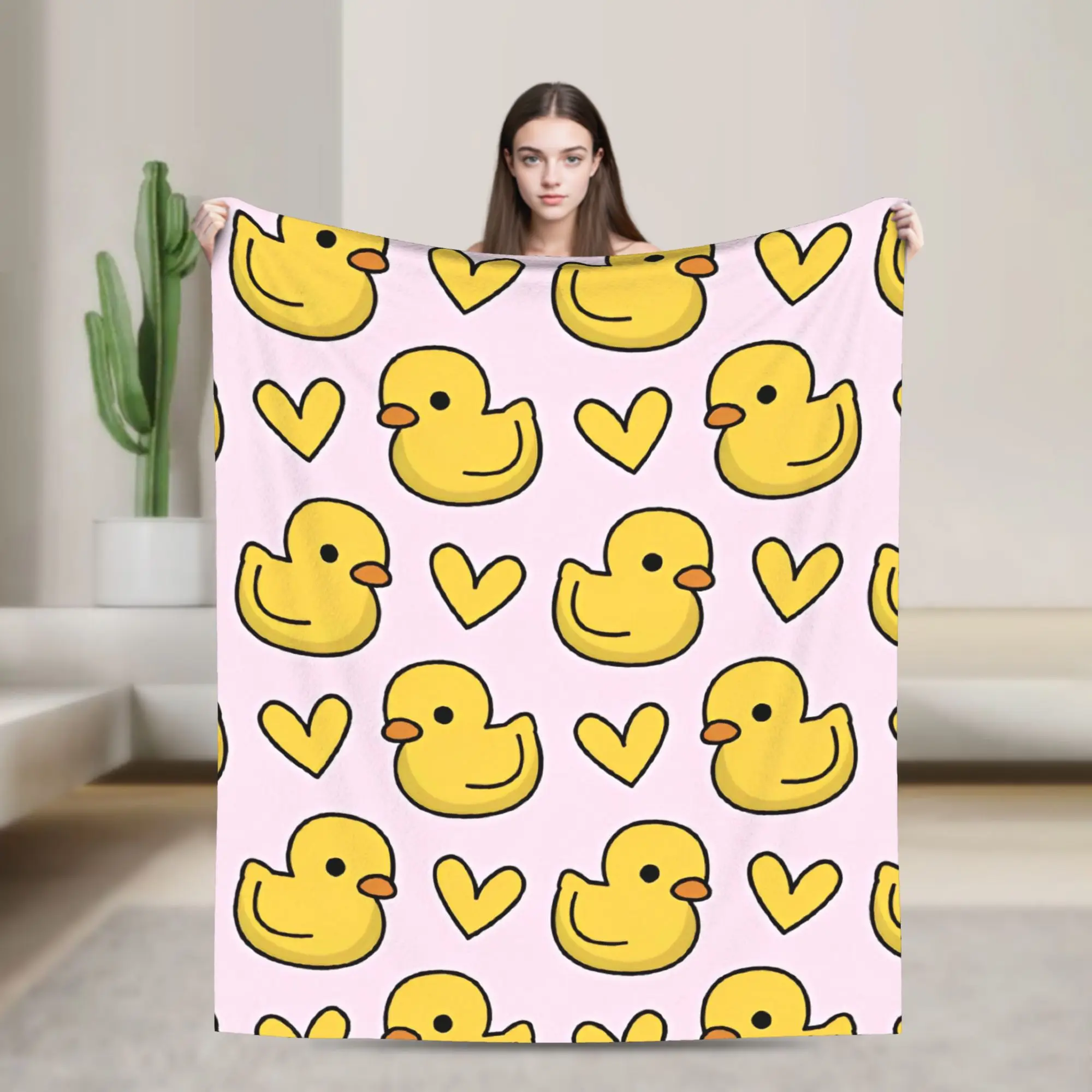 Cute Duck Cartoon Blanket Flannel Summer Air Conditioning  Breathable Lightweight Thin Throw Blankets for Home Car Rug Piece
