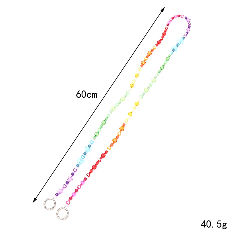 1PC Bohemia Phone Case Anti-Loss Hanging Ornaments Strap Keychain Colorful Flower Butterfly Beaded Acrylic Phone Lanyard Rope