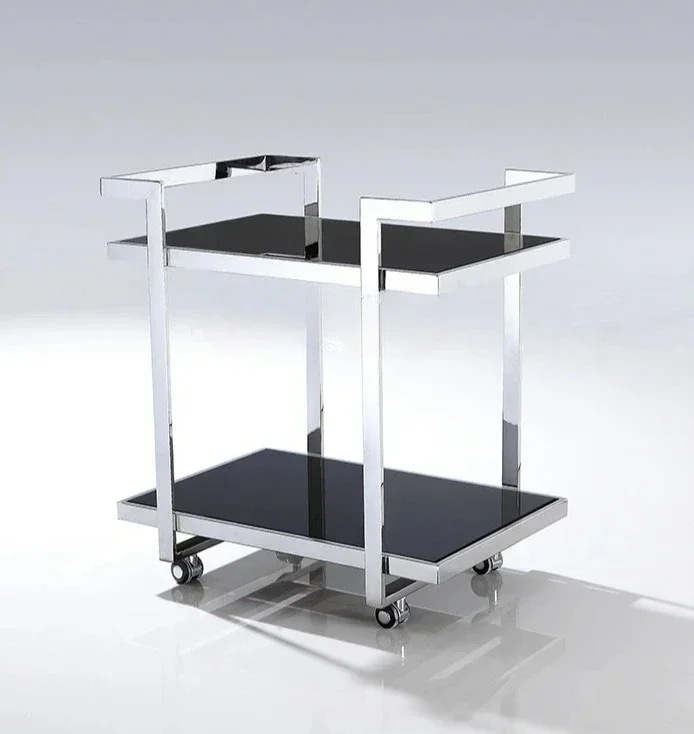 Movable simple creative glass edge few bedroom coffee table living room household stainless steel modern square corner few