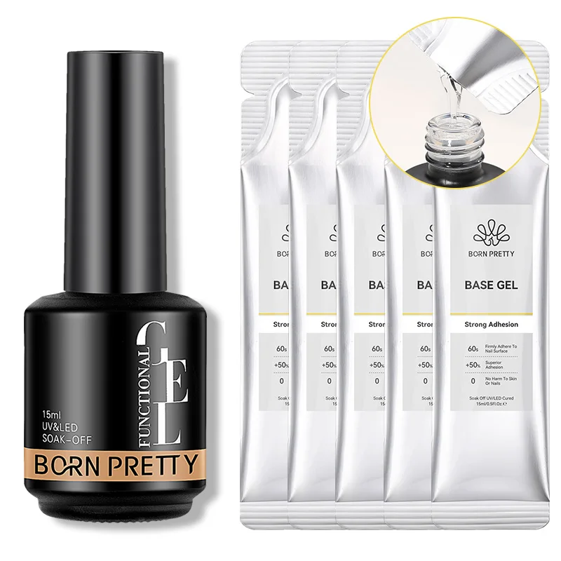 BORN PRETTY 15g Basisgel UV No Wipe Top Coat Gel Nagellack 6 in 1 Nagelkleber Sealer Gel Finish Nail Art Salon Qualität Maniküre