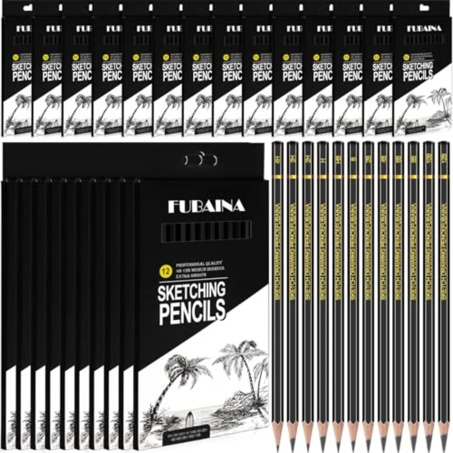 

288 Pcs Drawing Sketching Pencil Set Professional 12b - 4h Graphite Charcoal Gift Bulk for Artists Beginners, Pro Artists, Draw
