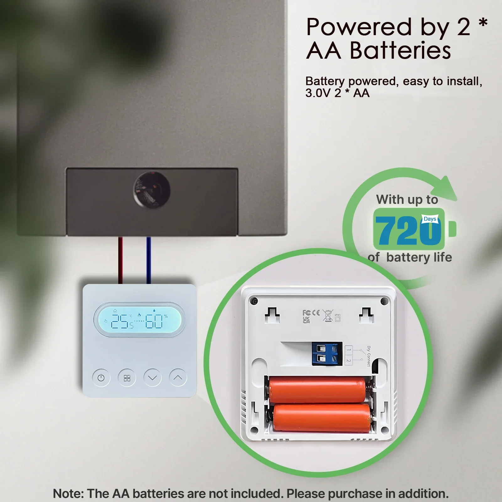 

﻿ Газовый котел с сухим контактом, термостат Zigbee для интеллектуального дистанционного мобильного приложения с питанием от батареи 2*АА