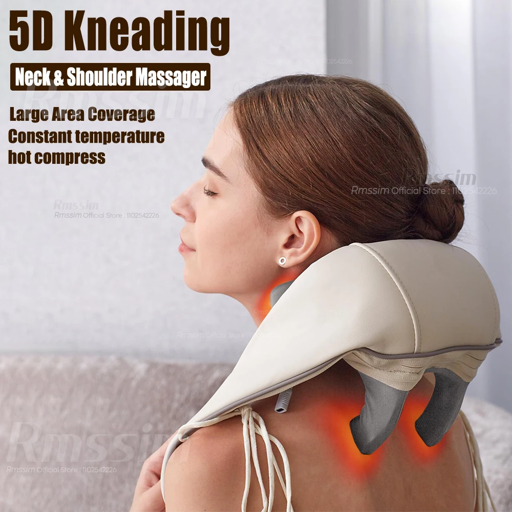 Electric Wireless Neck And Back Massager Neck And Shoulder Kneading Massage Shawl Neck Cervical Relaxing Trapezius Massager