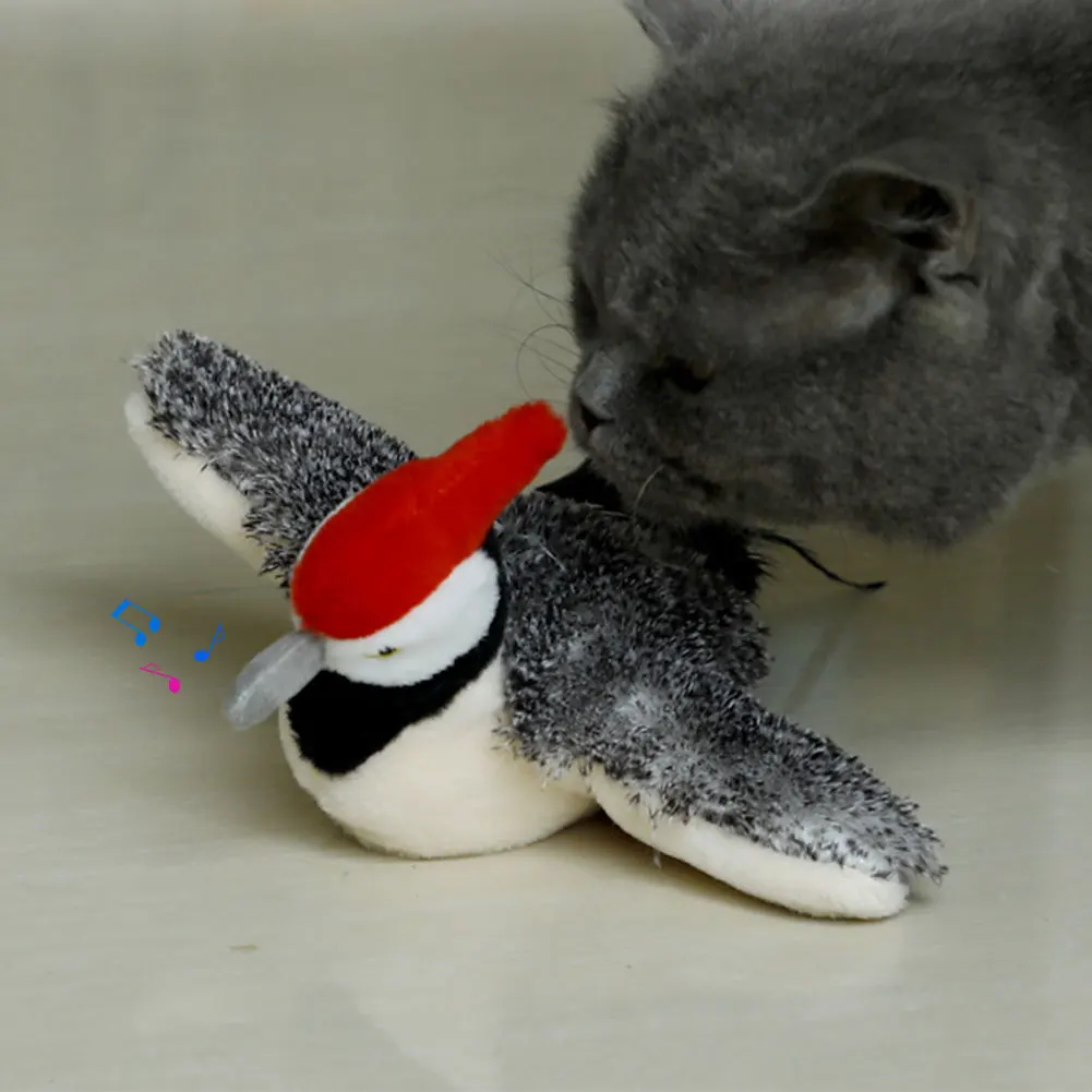 Touch Sensitive ของเล่นตุ๊กตา Catnip ชาร์จไฟฟ้า Chirping Flapping Bird สําหรับในร่มแมวแมวเปิดใช้งานของเล่นแบบโต้ตอบ