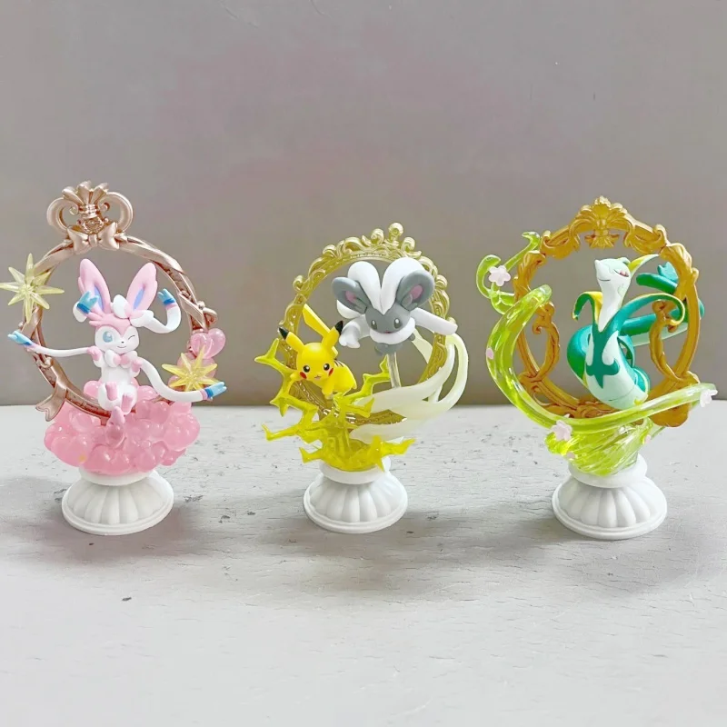 Re-Ment Pokemon Figure Collezione di cornici decorative Alolan Ninetales Ceruledge Serperior Pikachu Suicune Sylveon Giocattoli modello in PVC