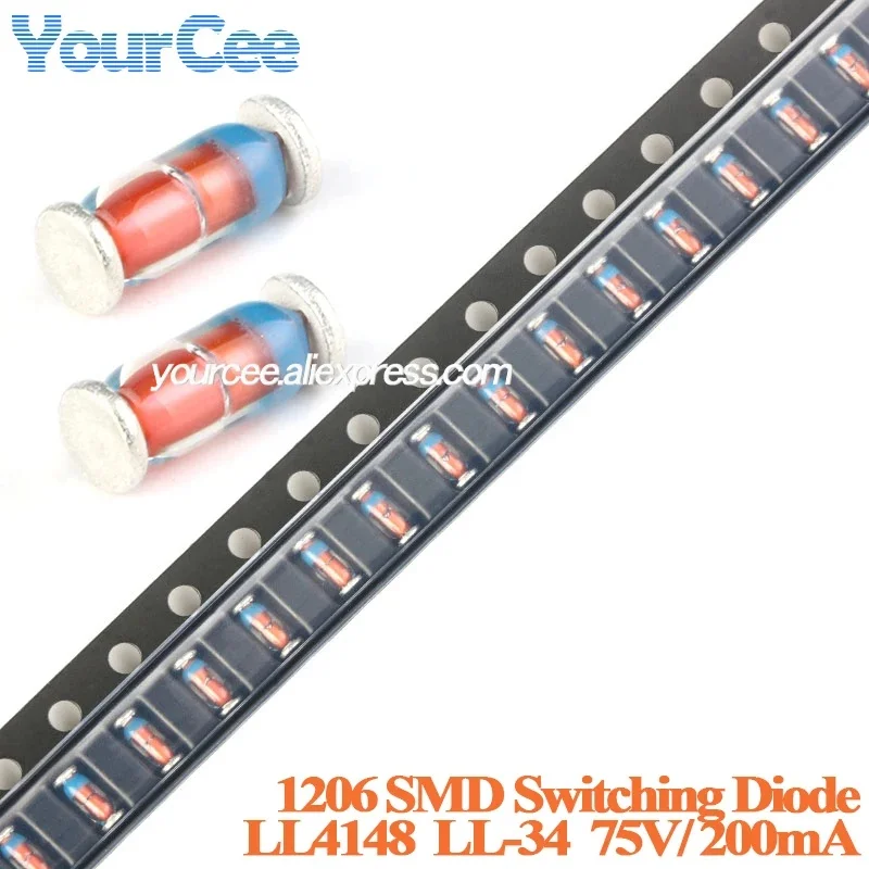 1000pcs/50pcs LL4148 LL-34 75V 200mA SMD Switch Switching Diode 1206 SMD Cylindrical Type