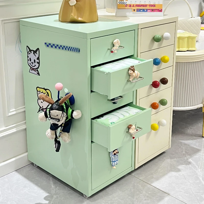 Chest of drawers, dopamine wrought iron chest of drawers, office cabinets, multi-layer under-desk cream bedside storage cabinets
