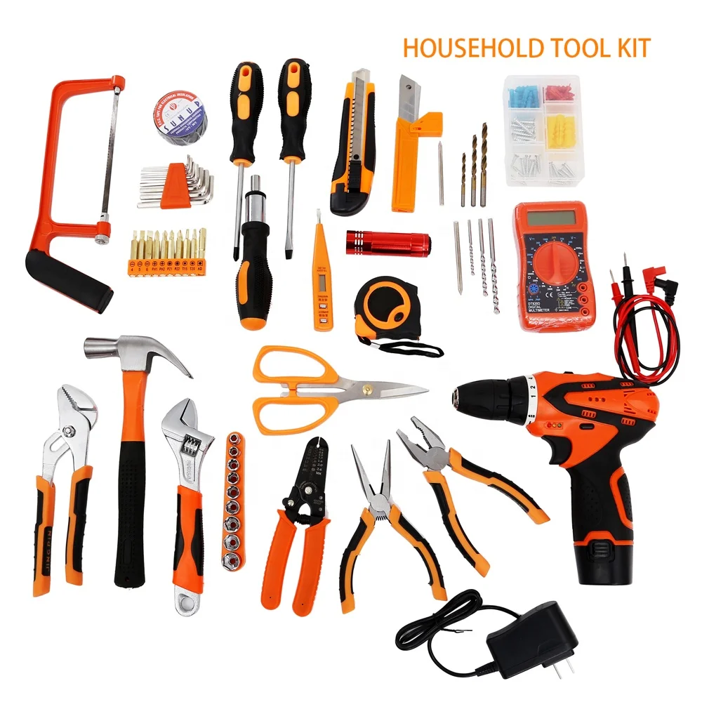 Probon Household Universal Manual Tool Kit Repair Electric Tool Set Wrenches Screw Drivers Pliers Bits Lightweight Hand Hardware