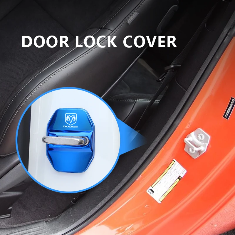 4 قطعة غطاء قفل باب السيارة الفولاذ المقاوم للصدأ حماية اكسسوارات ل دودج دورانجو تشالينجر شاحن رام 1500 نيترو رحلة نبال #6