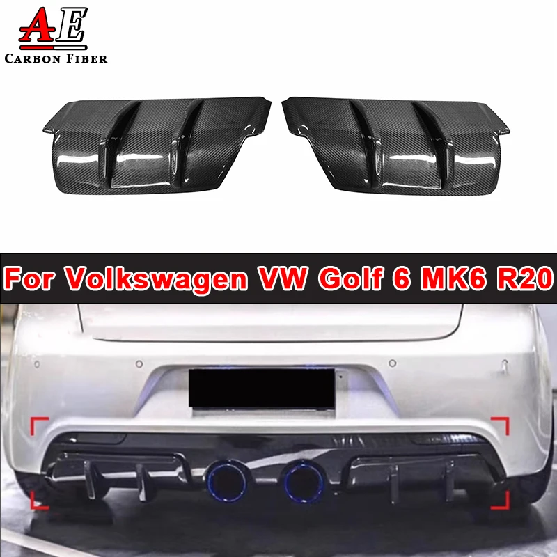 

For Volkswagen VW Golf 6 MK6 R20 2010-2013 Carbon Fiber Rear Lip Bumper Splitter Diffuser Lip Plate Guard Body Kit