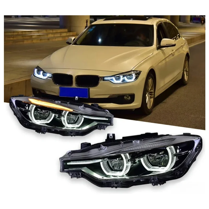 F30 Upgrade Headlights LED For BMW 3 Series 2012-2019 F30 F35 320i 318i 325i DRL Angel Eye Head lamp modified light Accessories