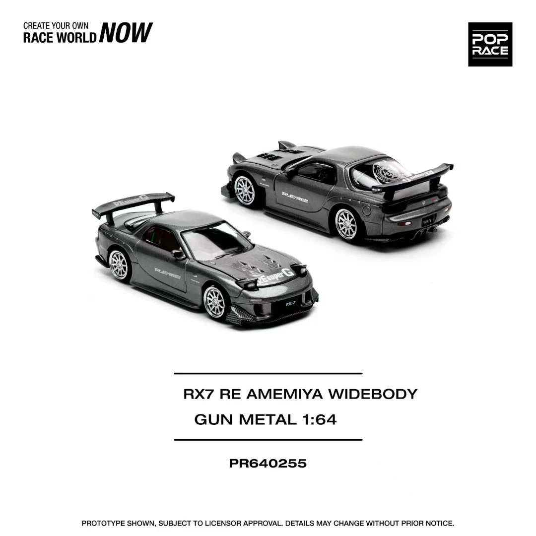 

PreSale Pop Race 1:64 RX7 FD3S RE AMEMIYA Widebody Gun Metal Openable Hood Diecast Diorama Car Model Toy