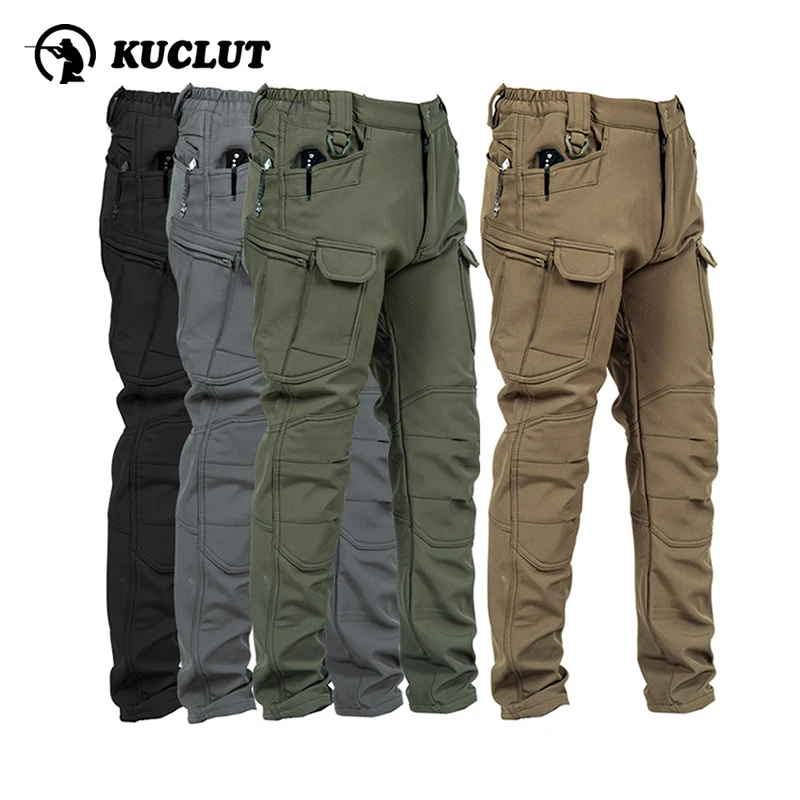 

Men Tactical Velvet Loose Pants Outdoor Camping Hiking Trousers Waterproof Wear-resistant Multi Pocket Camouflage Combat Pants