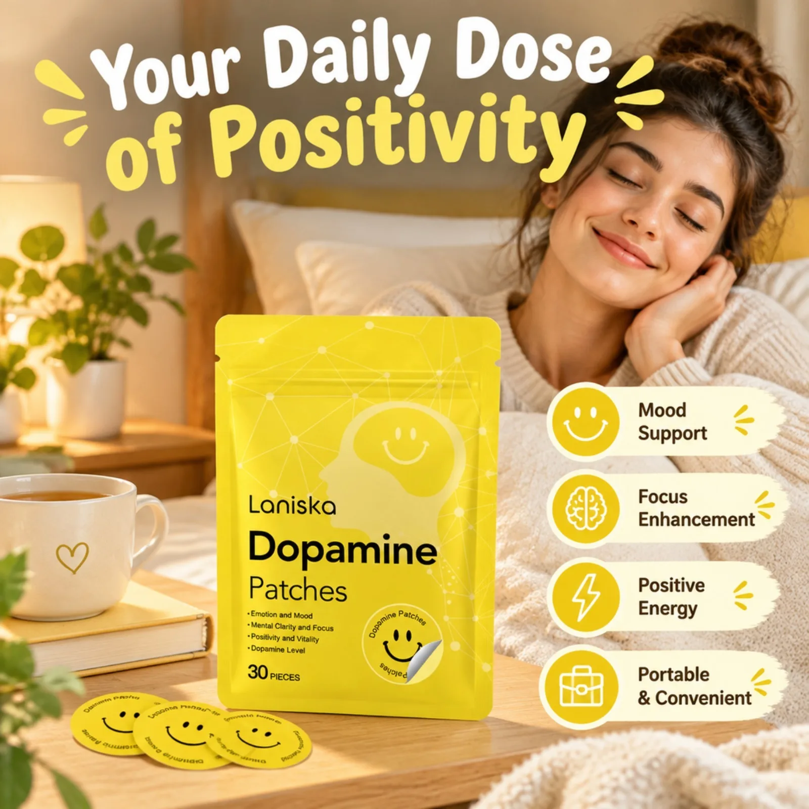 Dopamine Body Patches Mild Convenient Vitality Boost Instant Focus Support Mood Enhancement Concentration Aid Care Patch