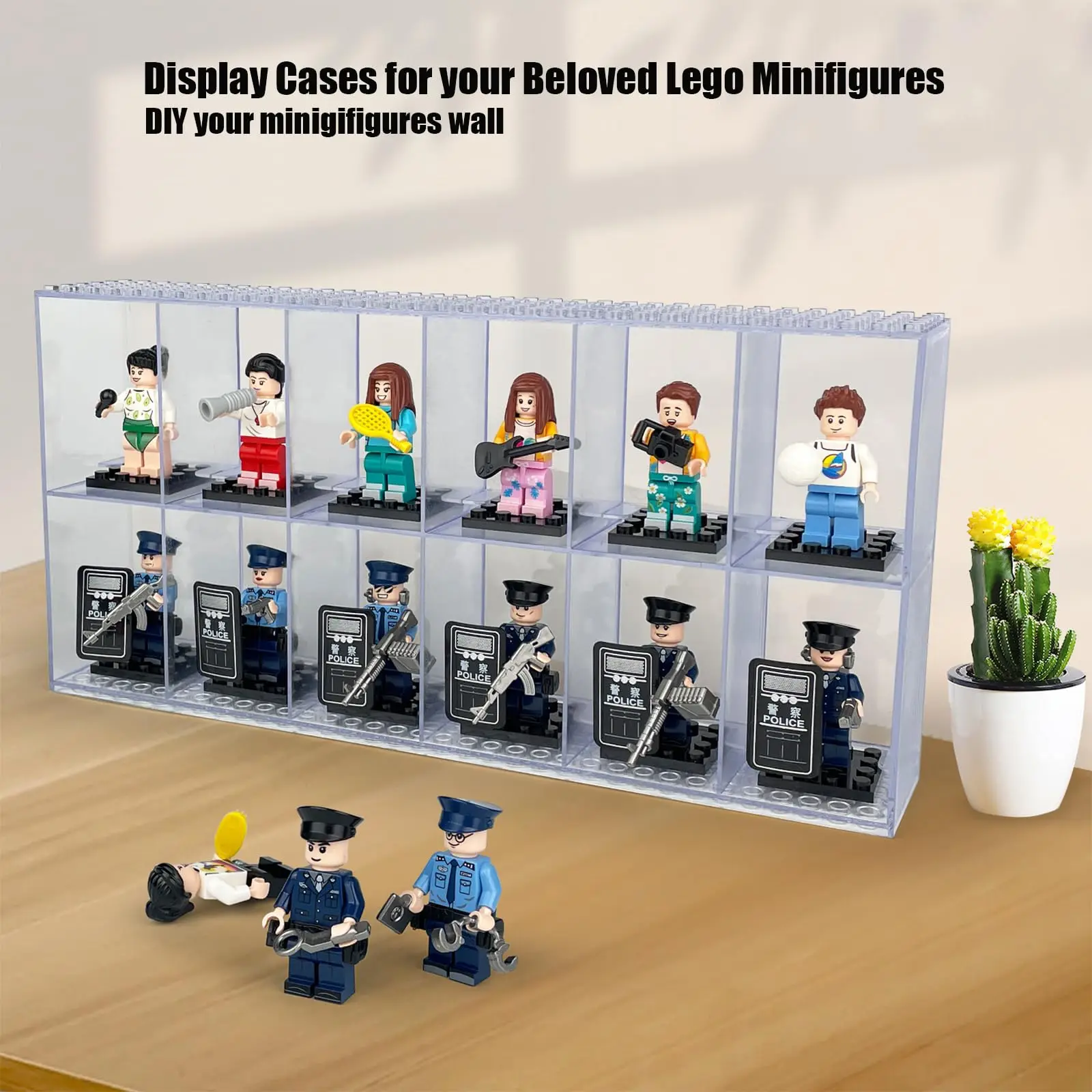 Minifigures Display Case Acrylic Building Block Display Box,Stackable Storage Container for Lego Minifigure Mini-Figures Storage