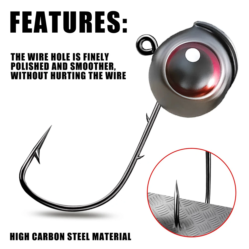 10/20Pcs 2,5g 3,5g 5g Jig Kopf Haken Schaft Stacheldraht Wurzel Ned Rig Große fisch Auge Angeln T-schwanz Weiche Köder Kit Tackle Getriebe Angelhaken – Detail 2