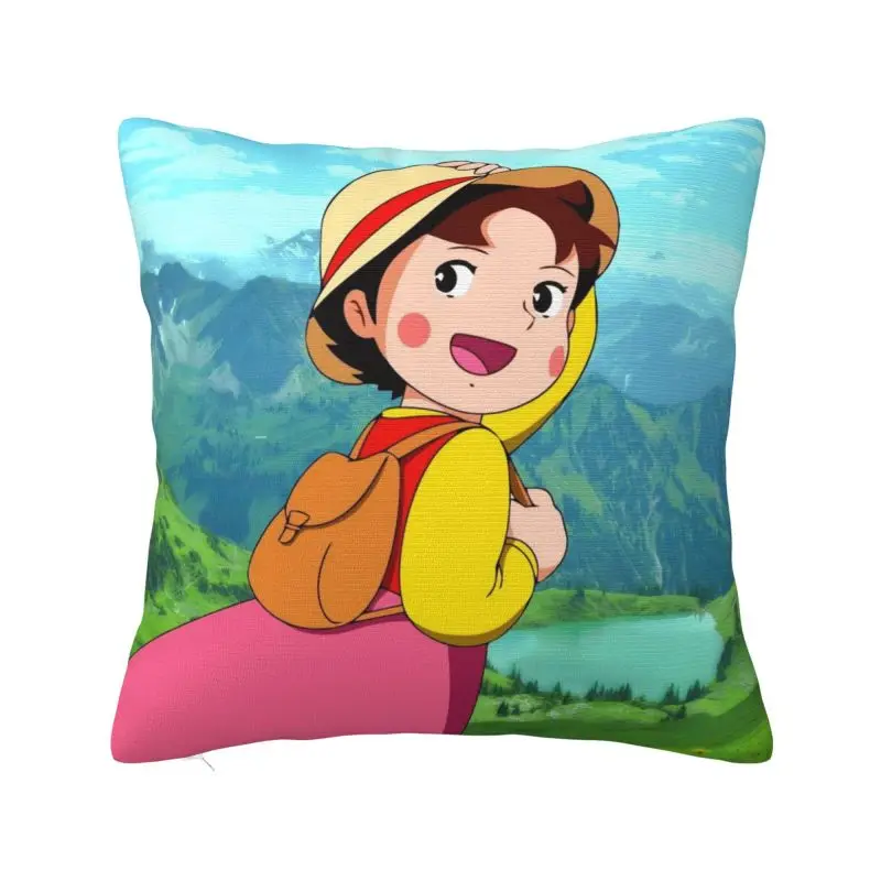 Alps Mountain Happy Girl Heidi Pillow Case Living Room Decoration Luxury Cartoon Cushion Decoration Salon Square Pillowcase