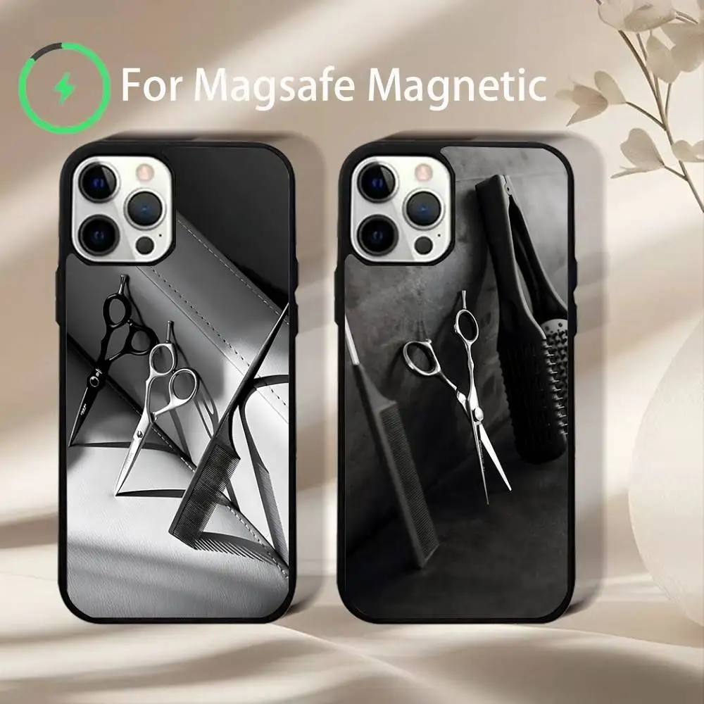 

Barber Shop Hair style tools Case For iPhone 17,16,15,14,13,12,11,Pro,Max,Plus,Mini,SE4,E Magnetic Magsafe Wireless Charging