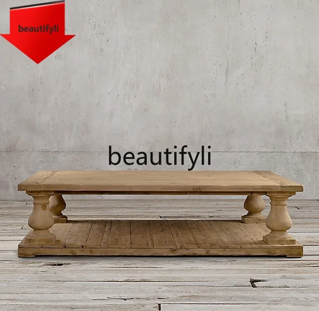 

A38 Квадратный журнальный столик из цельного дерева, американский кантри, винтажный дуб, гостиная, домашняя маленькая квартира, журнальный столик