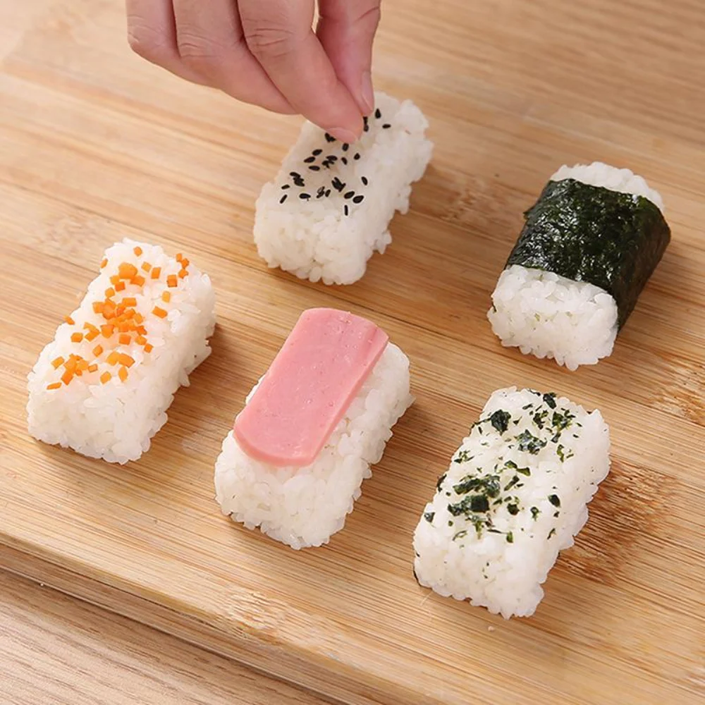 New 5 Grids Rice Ball Mold Transparent DIY Onigiri Molds Non-Stick Reusable Sushi Molds Kitchen Tool