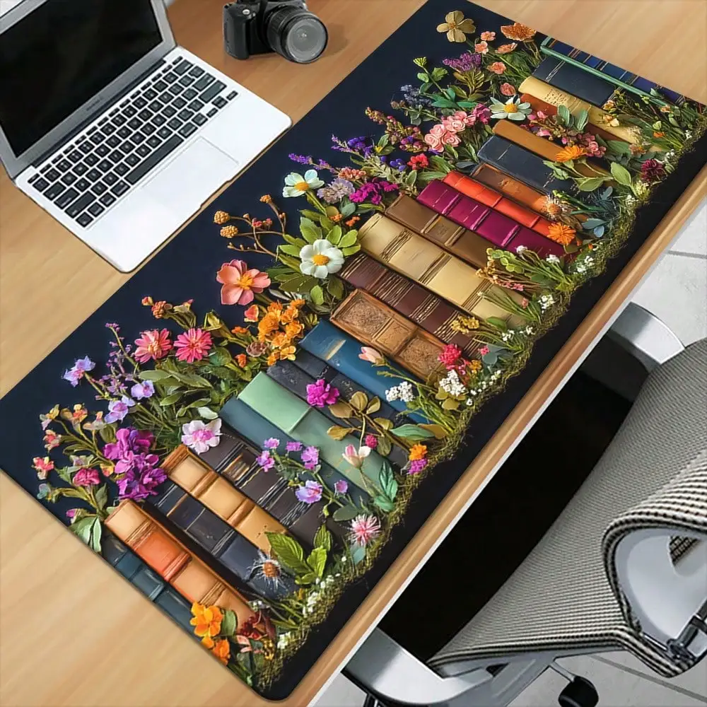 1Pc Bright Floral Book Design Mouse Pad And Desk Mat - Durable Rubber, High Definition Print Gaming And Office Keyboard Mat, Suitable For PC Gamers, Ideal Gift For Family And Friends