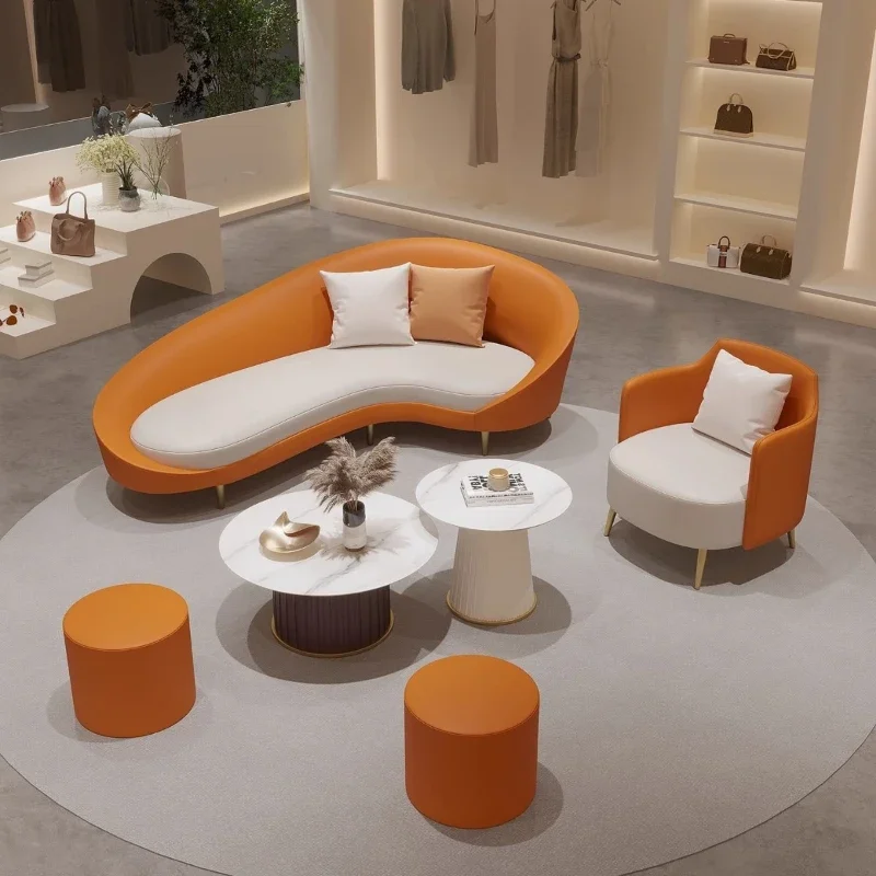 Hotel lobby modern simple VIP lounge area reception sofa curved office store negotiation