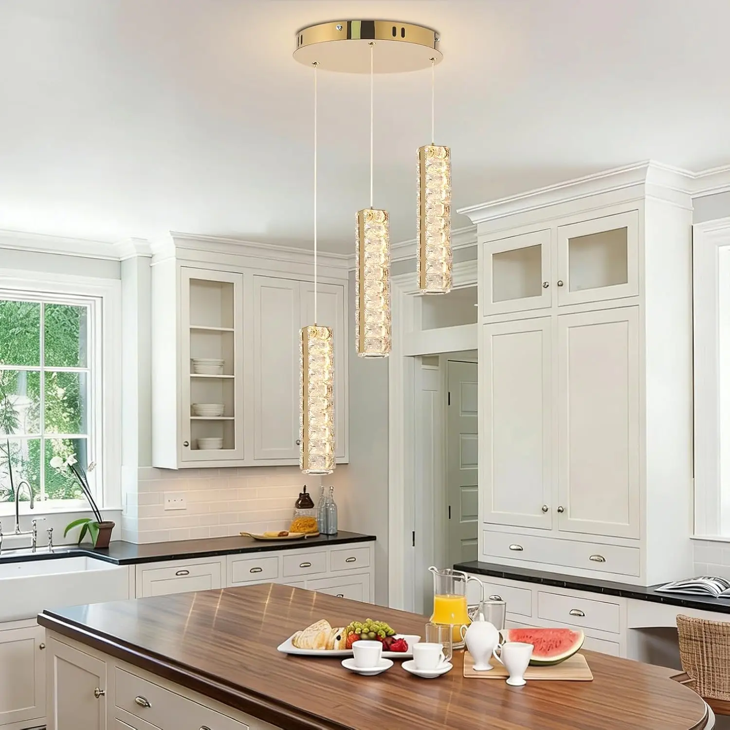 3-Light Raindrop Crystal Chandelier Dimmable LED
