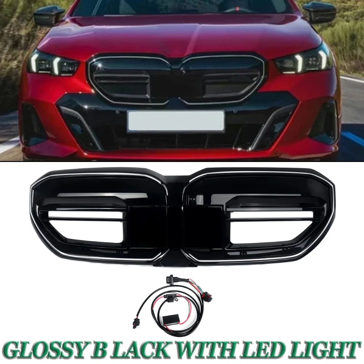Magickit LED Light Grille do BMW serii 5 (I5) G60 G61 (od 2024 r.) w stylu M60, kratka przedniego zderzaka, grill, M Sport 530i 540i 550e