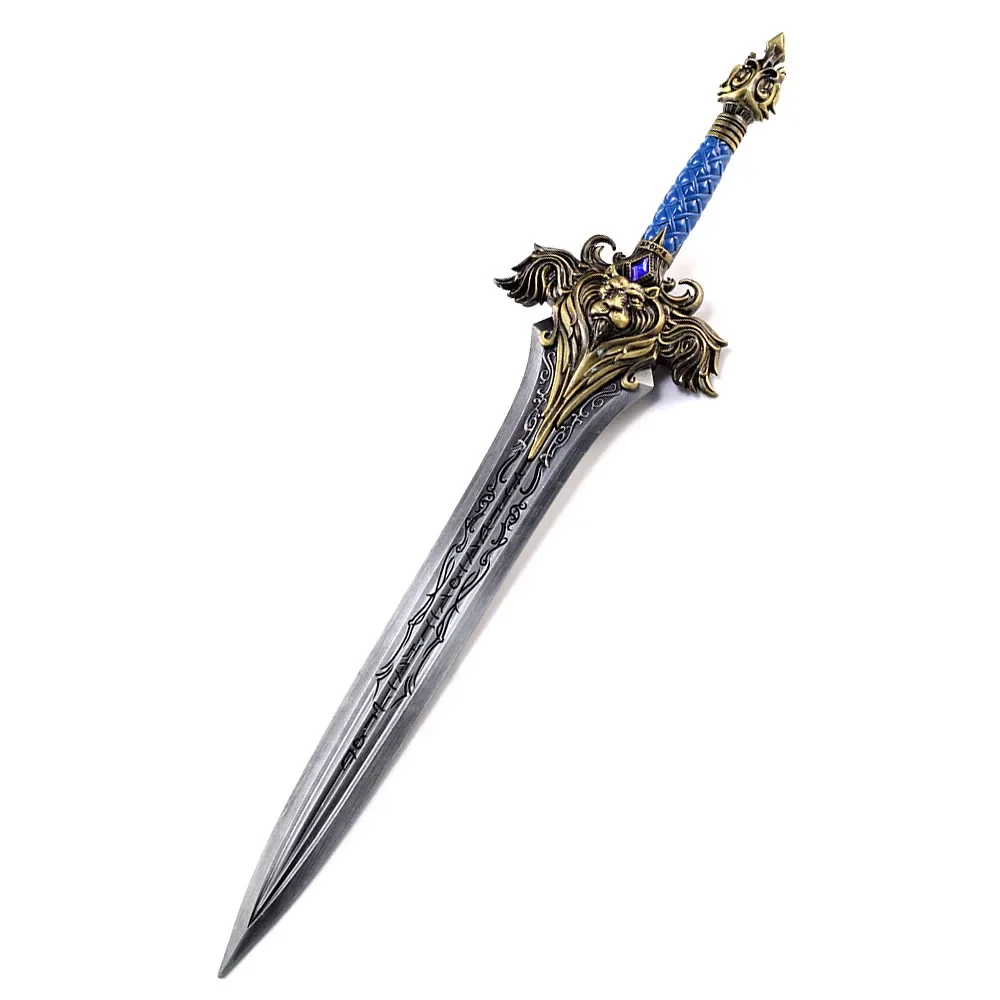 30cm figura de ação warcraft llane wrynn rei espada 11.81 polegada cabeça de leão espada, figura de metal modelo frostmourne coleções presentes