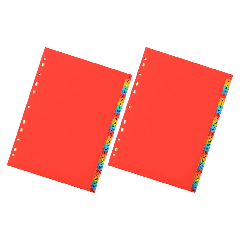 2sets-plastic-index-page-dividers-level-organizer-a4-11-hole-sheets-colorful-numbered-tabs-binders-document-organizers